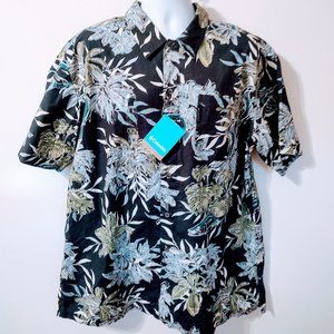 Men's Columbia Short Sleeve Button Up Shirt 100% Cotton Blue Fish Print XL NWT